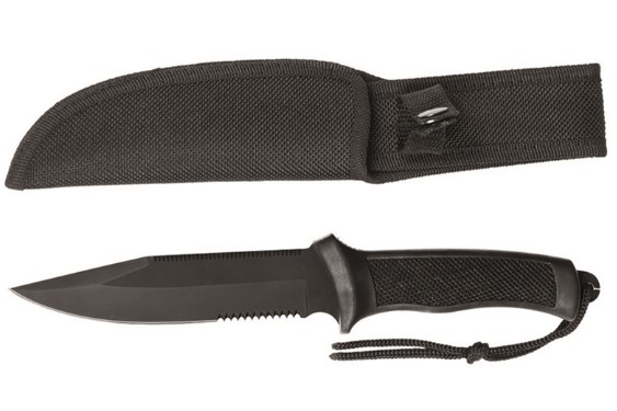 Zdjęcie produktu Nóż Mil-Tec Combat Black z gumowaną rękojeścią