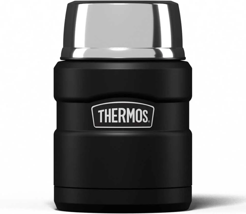 Termos na jedzenie 470 ml ze składaną łyżką i kubkiem THERMOS - czarny mat