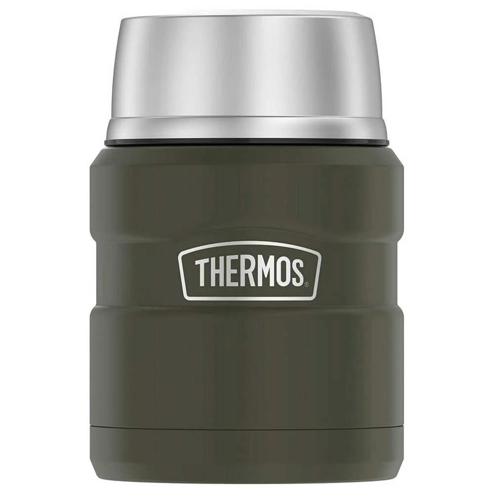 Termos na jedzenie 470 ml ze składaną łyżką i kubkiem THERMOS - zieleń wojskowa