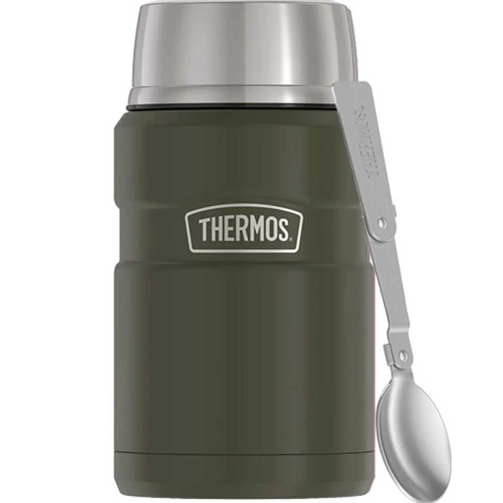 Termos na jedzenie 710 ml z składaną łyżką i kubkiem THERMOS - zieleń wojskowa