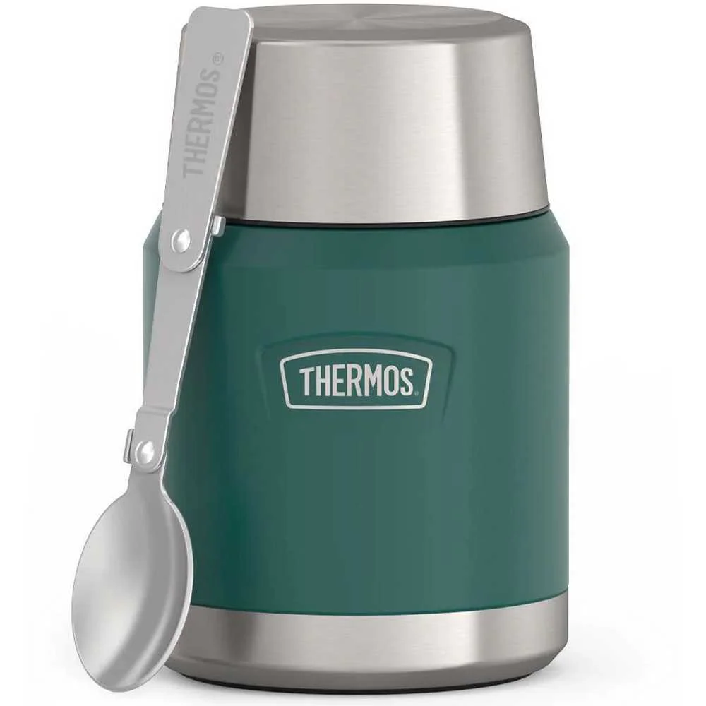 Termos na jedzenie 470 ml ze składaną łyżką i kubkiem THERMOS - zielony