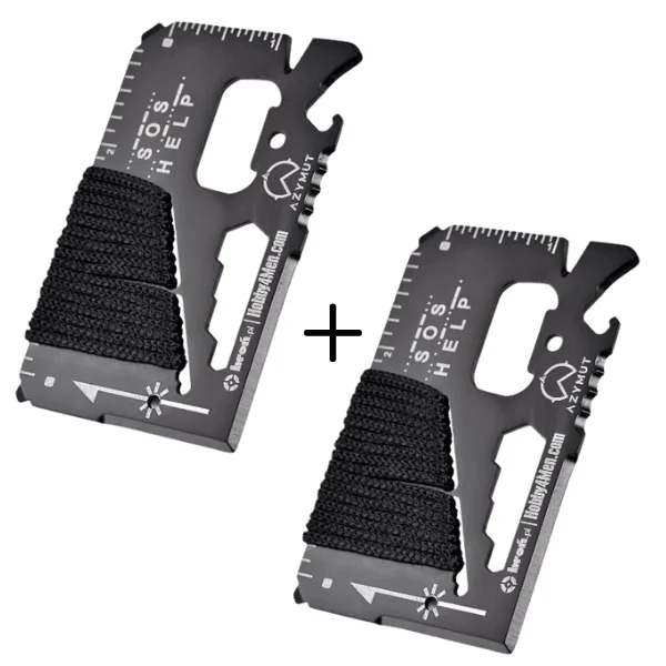 2x Multitool AZYMUT TOOL CARD karta wielofunkcyjna - 13 narzędzi + etui, 85/53 mm (H-O200930TC)