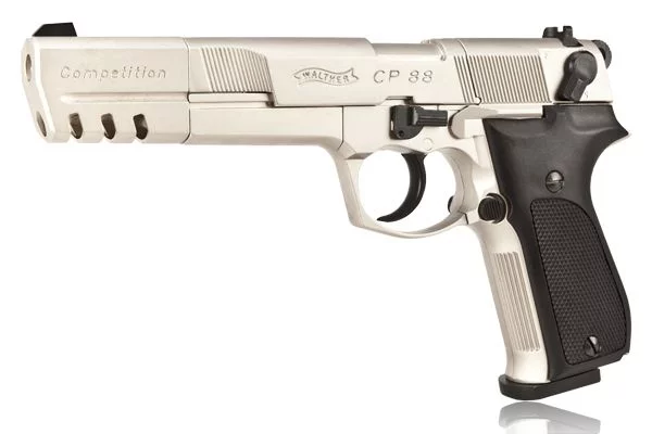 Zdjęcie produktu Pistolet wiatrówka WALTHER CP88 8-strzał. CO2 4,5 mm Kompensator Nikiel (416.00.08)