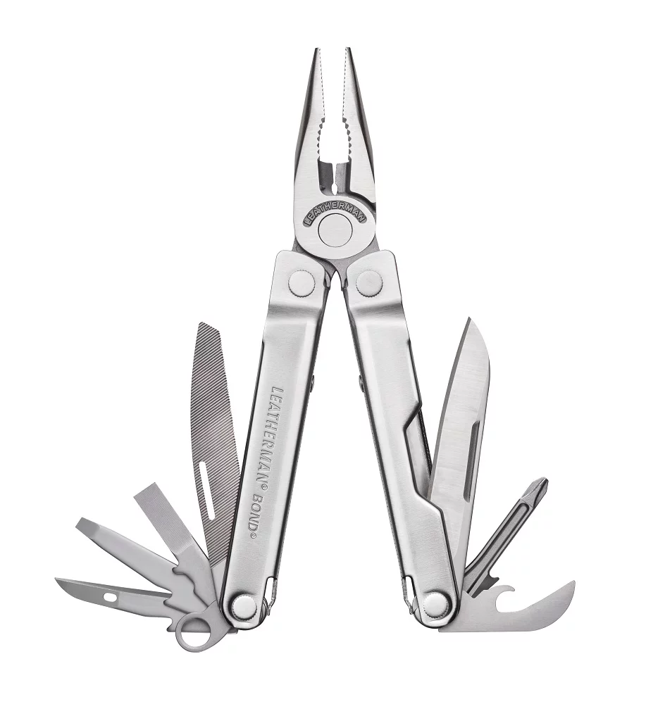 Zdjęcie produktu Multitool Leatherman BOND Silver - 14 narzędzi + etui czarne z kieszonkami, dł. 100mm (832936)