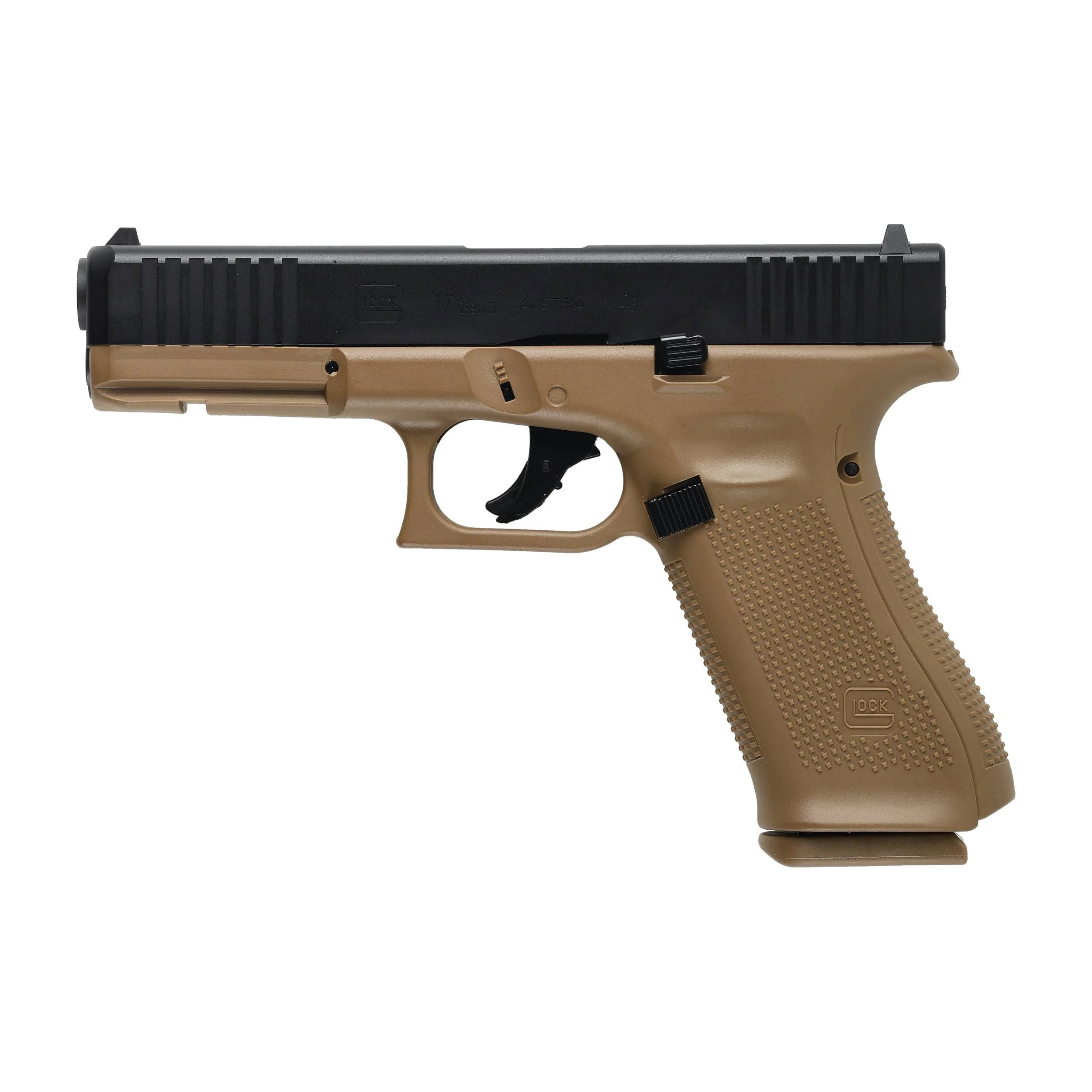 Pistolet na kule gumowe Glock Gen 5 T4E .43 CO2 coyote, zestaw (211.00.06)
