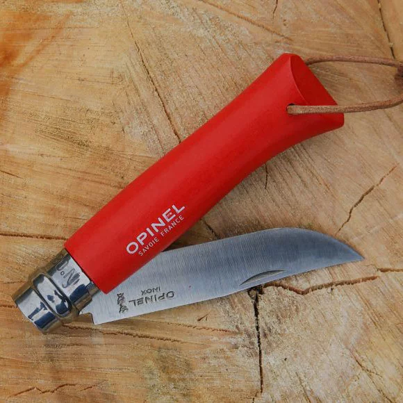 Zdjęcie produktu Nóż Opinel Colorama 08 inox grab czerwony z rzemieniem (001705)