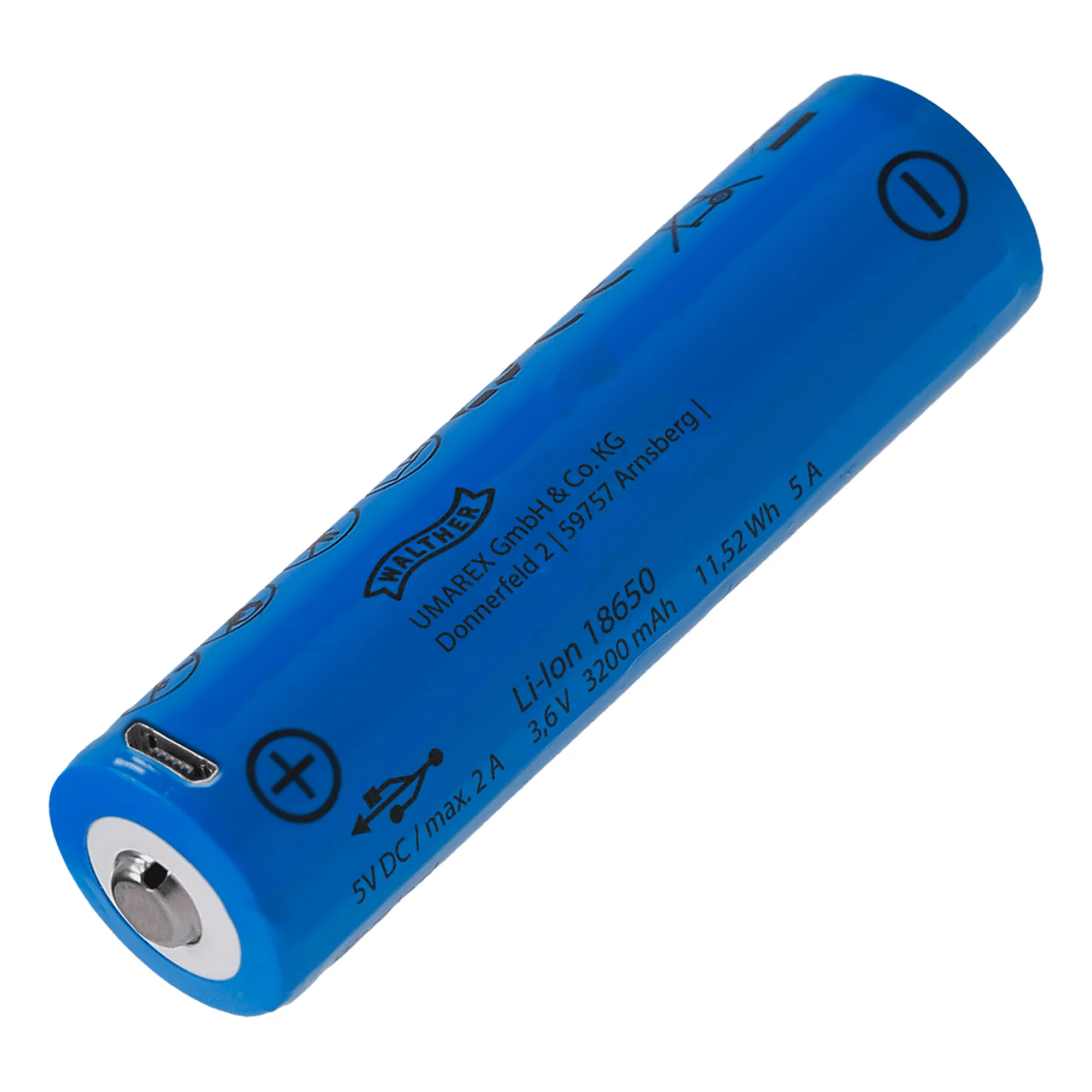 Zdjęcie produktu Akumulator Walther ICR (18650 3200 mAh 3,7 V) z ładowaniem USB (3.7157)