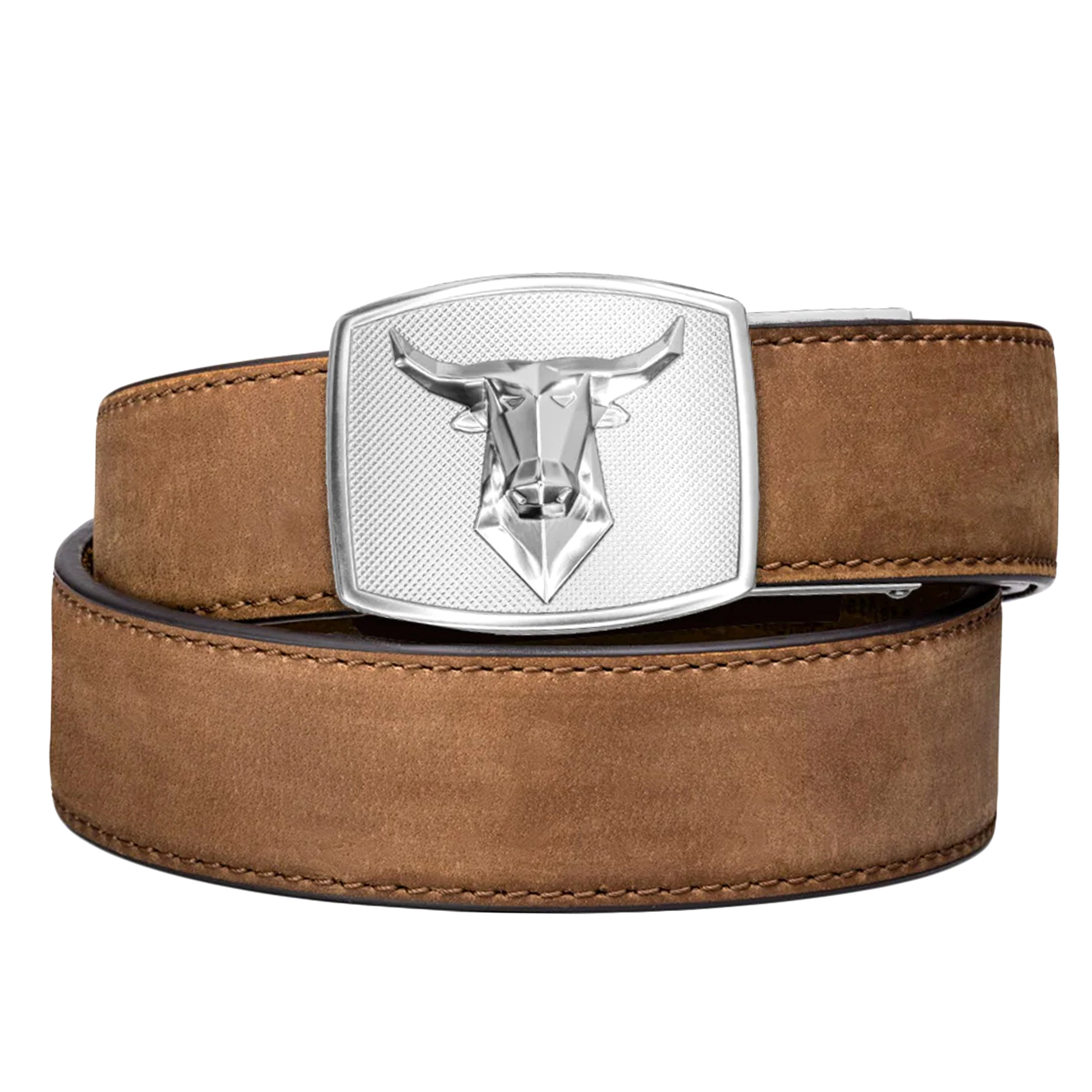 Pas Kore Essentials Bull Buckle Brown Buffalo Leather Gun Belt (BULL-WESTBRN)