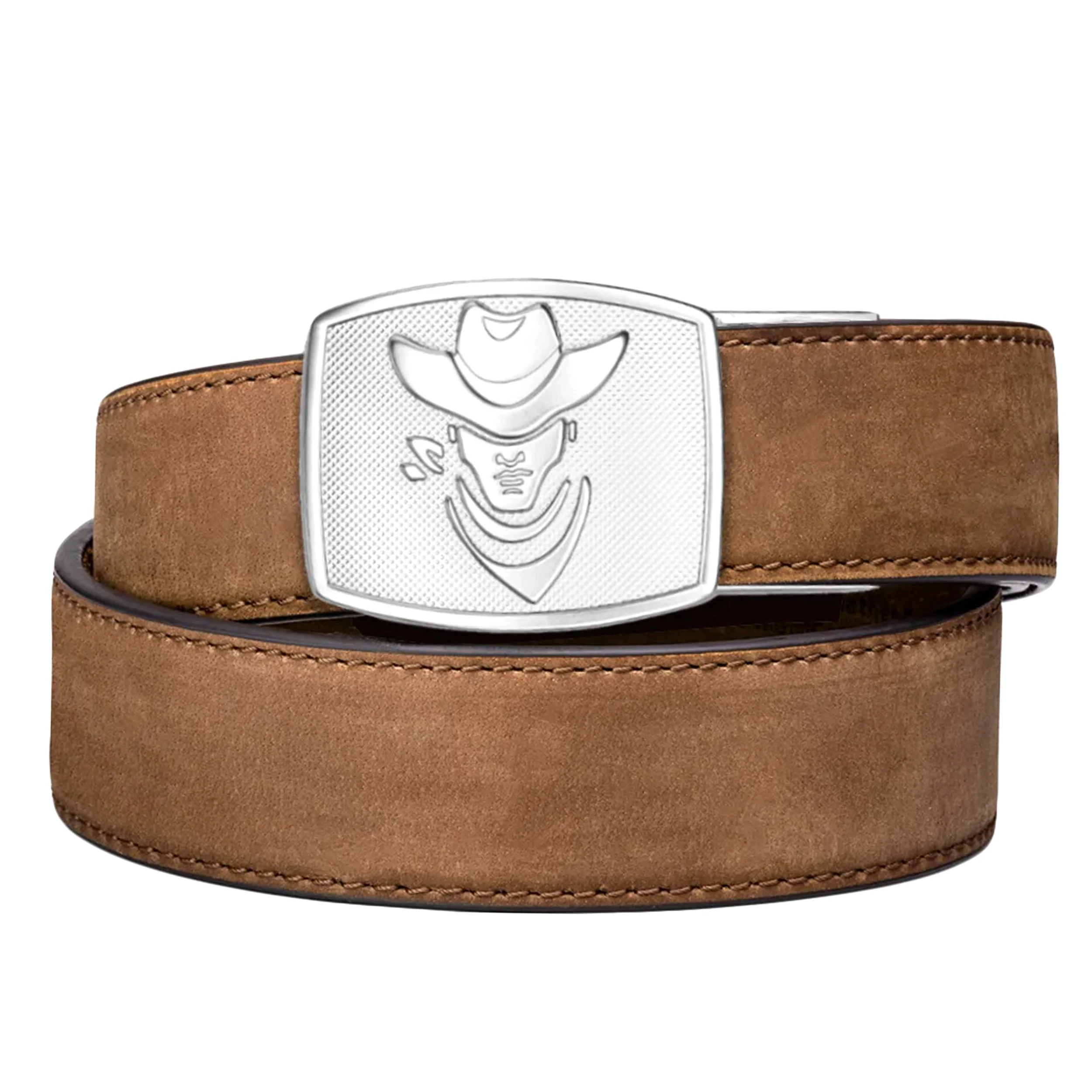 Pas Kore Essentials Cowboy Buckle Brown Buffalo Leather Gun Belt (COWBOY-WESTBRN)