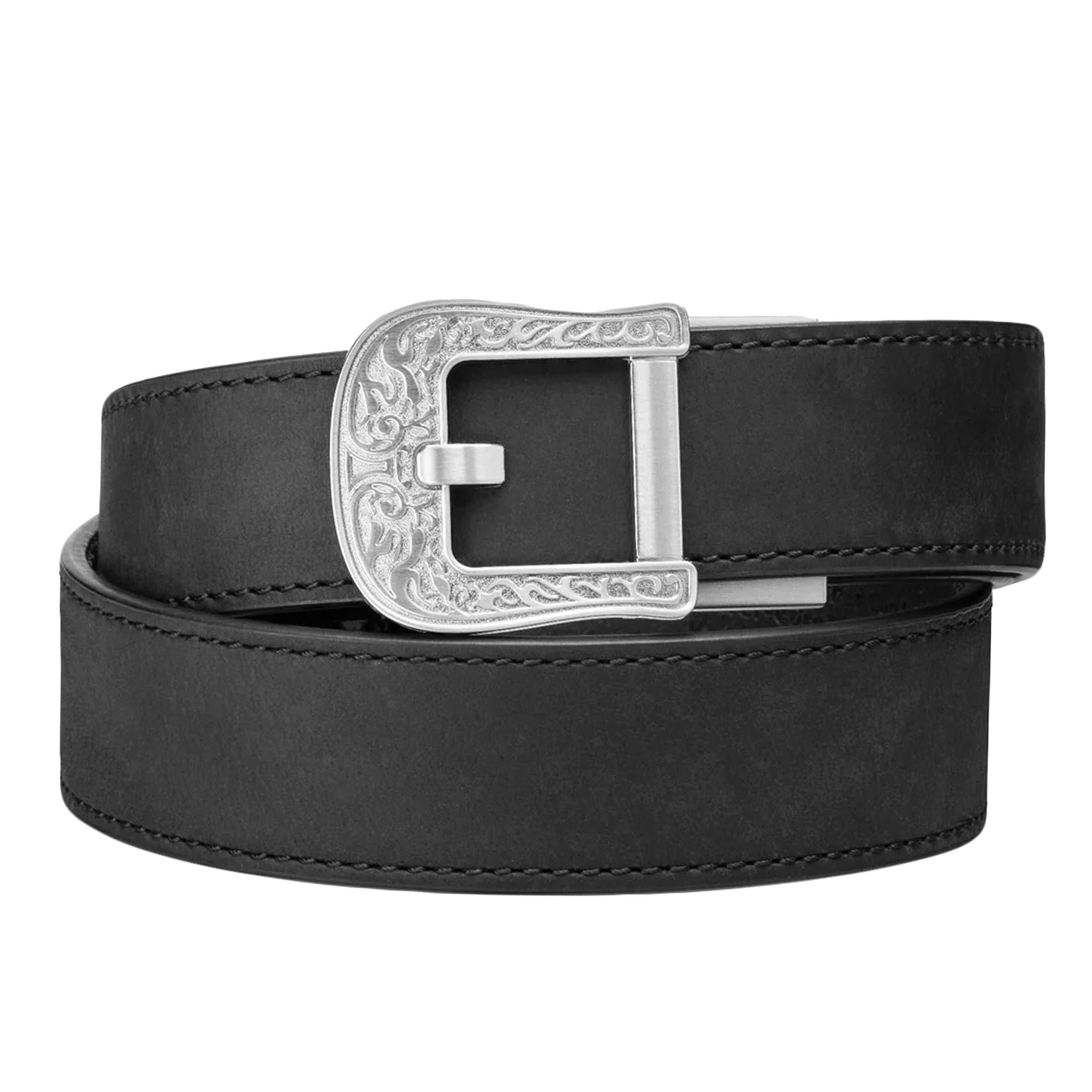 Pas Kore Essentials Rodeo Buckle Black Buffalo Leather Gun Belt (RODEO-WESTBLK)