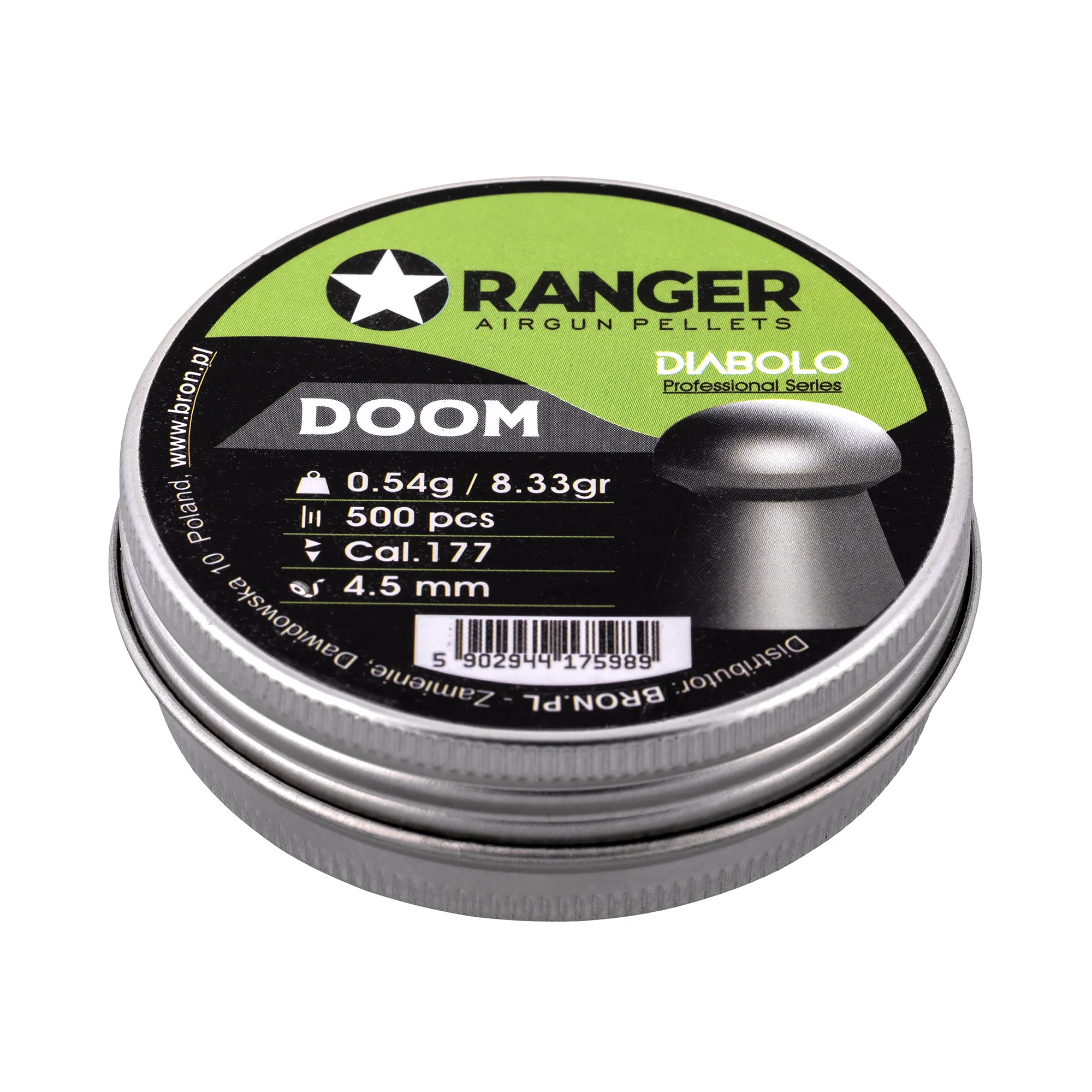 Zdjęcie produktu Śrut 4,5 mm Diabolo RANGER Professional Doom grzybek 500 szt. 0,54 g