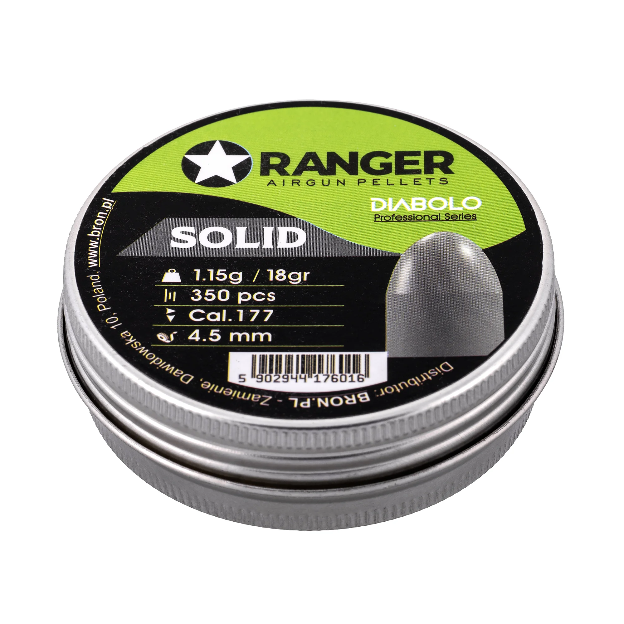 Zdjęcie produktu Śrut 4,5 mm Diabolo RANGER Professional Solid półokrągły 350 szt. 1,15 g