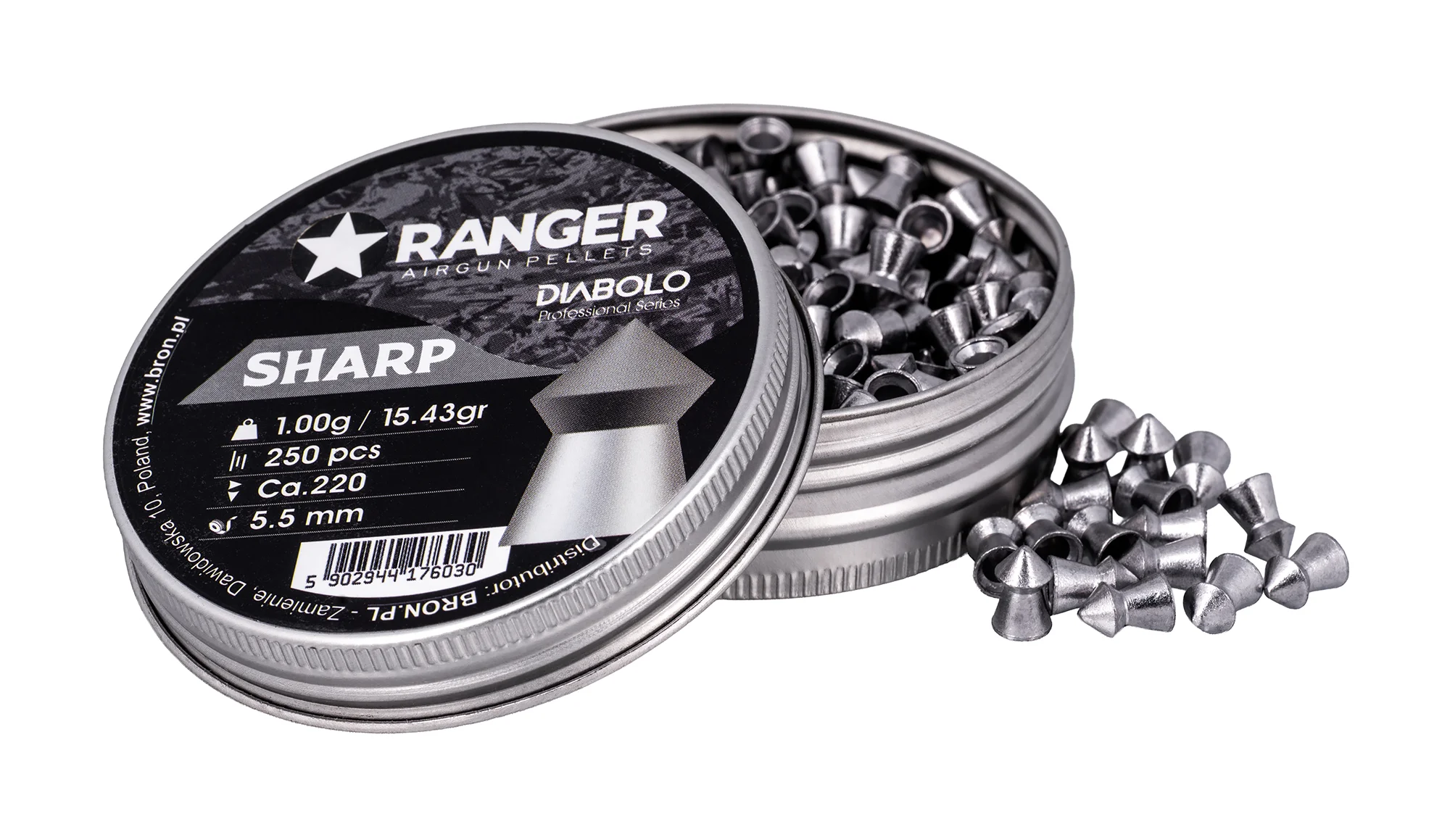 Zdjęcie produktu Śrut 5,5 mm Diabolo RANGER Sharp szpic 250 szt. 1,00 g