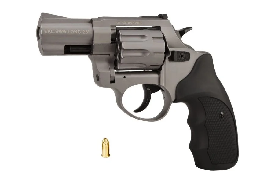 Zdjęcie produktu Rewolwer hukowy alarmowo sygnałowy ZORAKI R1-K6L BAS lufa 2,5" kal. .22 Long Blank tytanowy