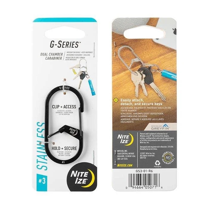 G-Series Dual Chamber Carabiner #3 - Black - GS3-01-R6 - Nite Ize