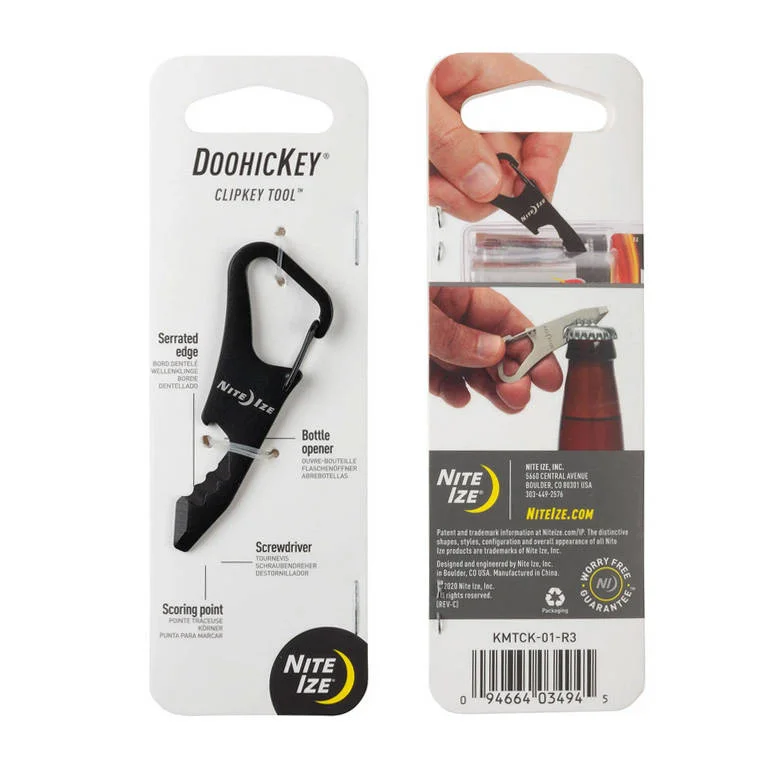 Karabińczyk z zestawem narzędzi DoohicKey ClipKey Tool - Stalowy - Czarny - KMTCK-01-R3 - Nite Ize