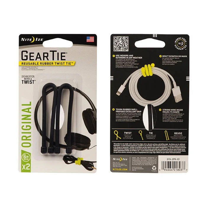 Gear Tie 6   - Czarny - 2Pack - GT6-2PK-01 - Nite Ize