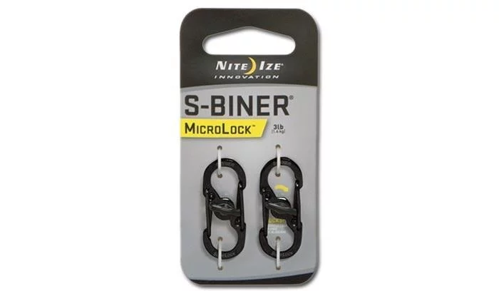 Karabińczyk Nite Ize Stalowy S-Biner MicroLock - Czarny - 2Pack - LSBM-01-2R3