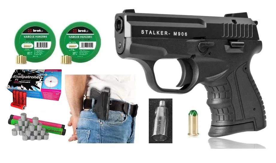 Zdjęcie produktu Zestaw sylwestrowy STALKER M906 czarny +naboje +race +kabura