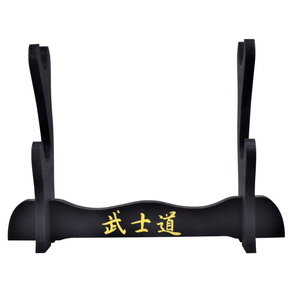 Zdjęcie produktu Stojak drewniany na 2 katany - czarny, złote litery HH-GS2