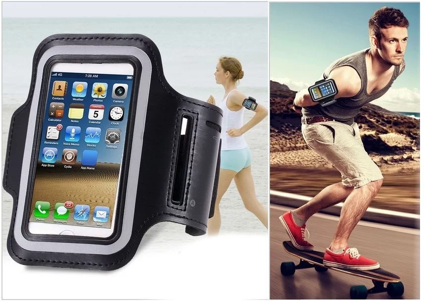 Zdjęcie produktu Etui na telefon na ramię do biegania czarno-niebieskie
