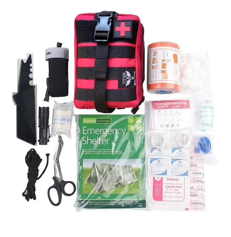 Zdjęcie produktu Apteczka wojskowa taktyczna z wypos-17 elem. HELBO Depan HEL001 czerwono czarna (HEL001-CZER-CZAR)