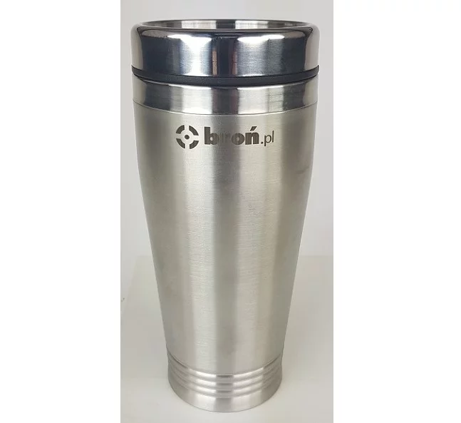 Zdjęcie produktu Kubek termiczny 455 ml ze stali nierdzewnej z pokrywką, z logo broń.pl