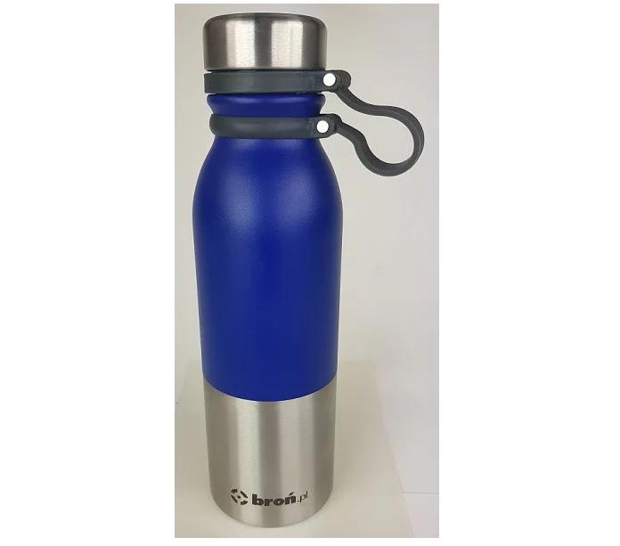 Zdjęcie produktu Termos 500ml ze stali nierdzewnej niebiesko srebrny z logo broń.pl