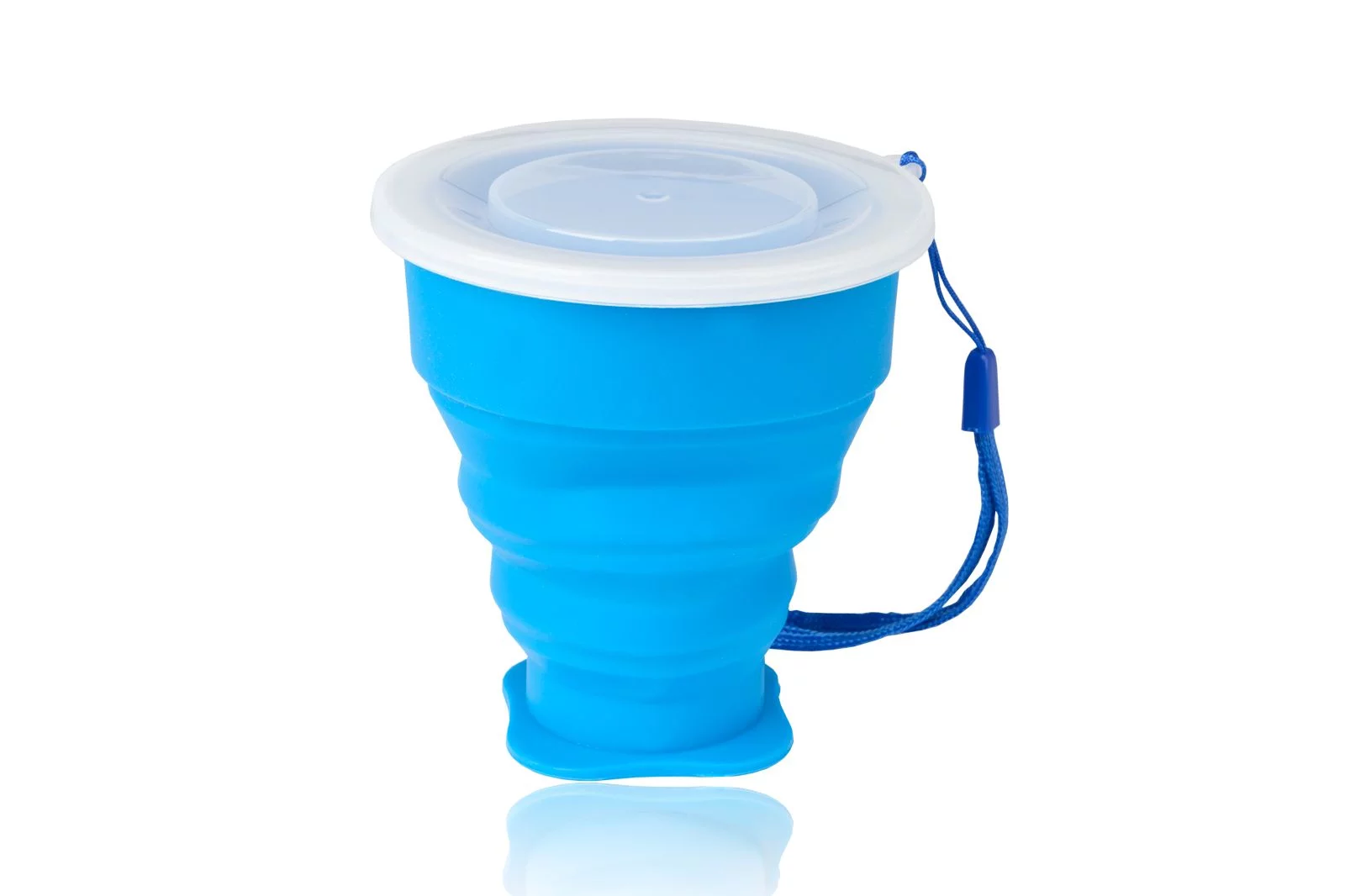 Zdjęcie produktu Kubek składany Bushmen z pokrywką, niebieski