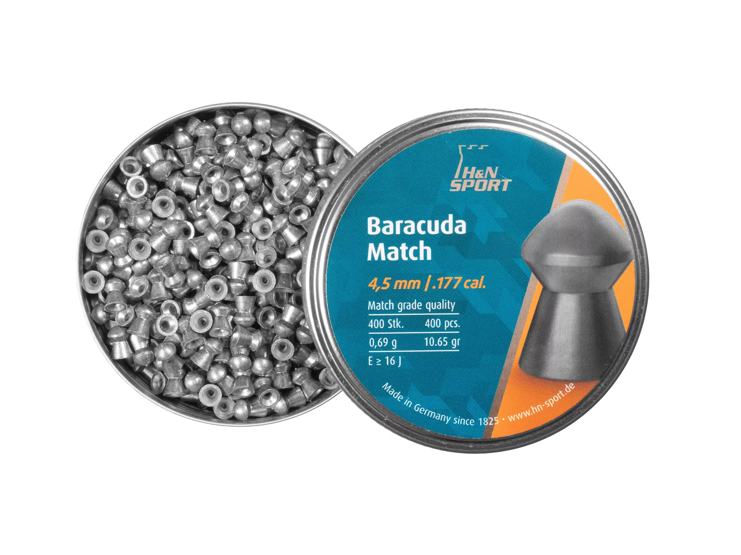 Zdjęcie produktu Śrut 4,52 mm Diabolo H&N Baracuda Match  400 szt. półokrągły (92284520004)