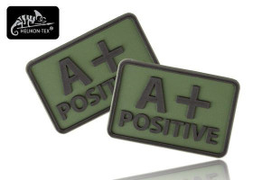 Naszywka Emblemat GRUPA KRWI A+ kpl. 2szt. PVC oliwka patche