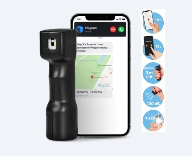 Zdjęcie produktu Gaz pieprzowy Plegium Smart Black +GPS+SMS+TEL+ALARM+LED (SPS-P-S-POL-BL-E)