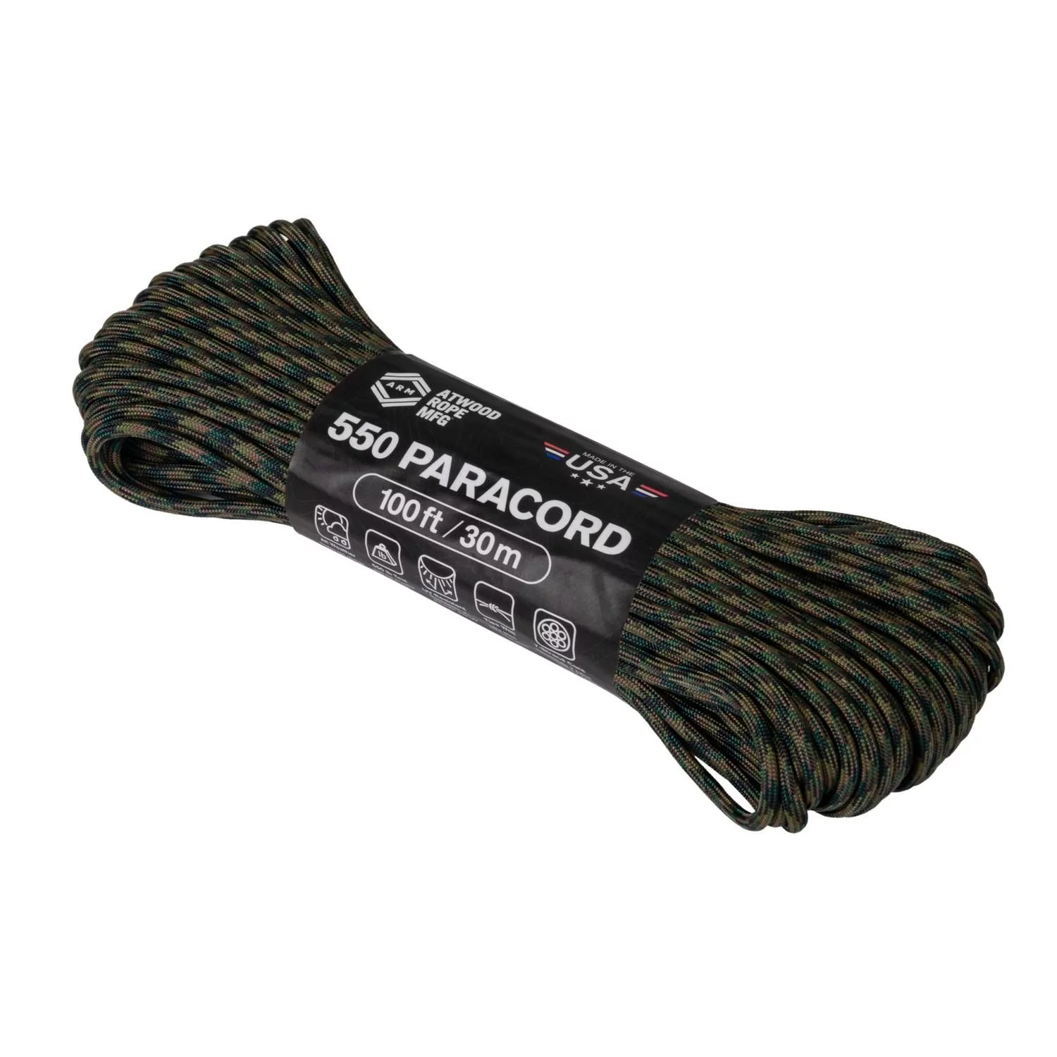 Zdjęcie produktu Linka Paracord 550 ATWOOD (4mm/30m) Nylon US WOODLAND (CD-PC1-NL-03)