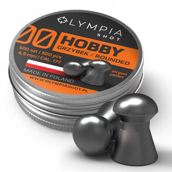 Zdjęcie produktu Śrut 4,5 mm Diabolo OLYMPIA SHOT Hobby grzybek 500 szt. prod. POLSKA HG-500 Olimpia