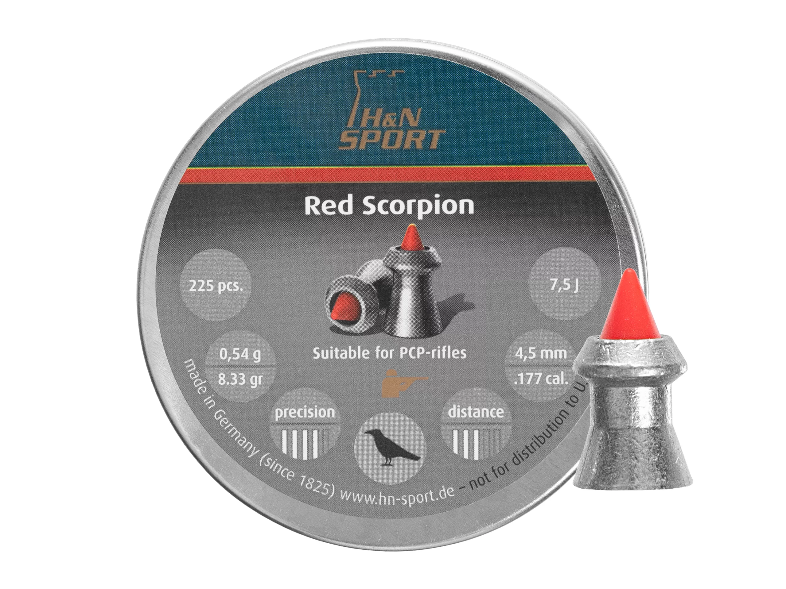 Zdjęcie produktu Śrut 4,5 mm Diabolo H&N Red Scorpion 225 szt. szpiczasty (92414500004)