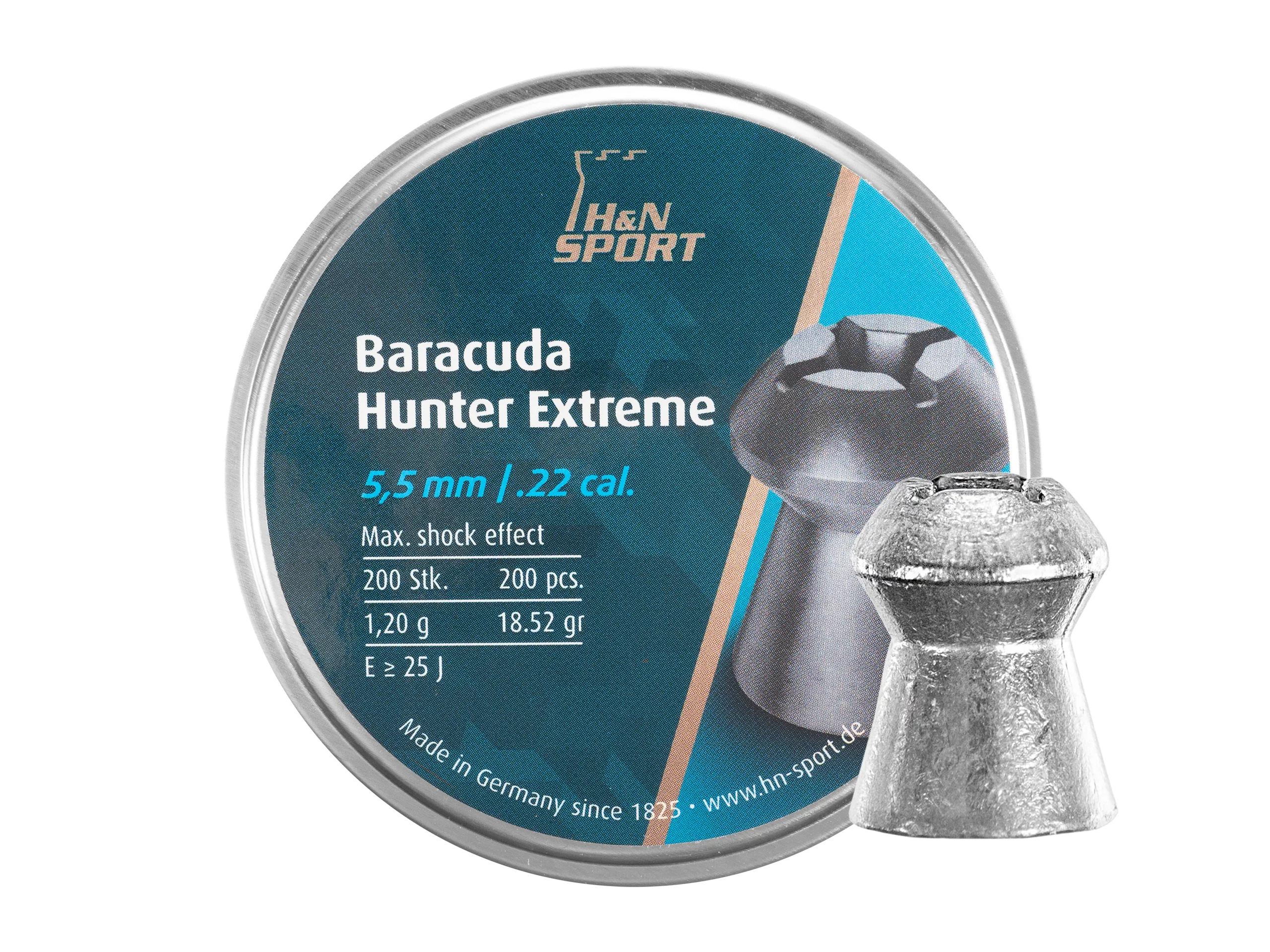 Zdjęcie produktu Śrut 5,5 mm Diabolo H&N Baracuda Hunter Extreme  200 szt. z otworem (92165500003)