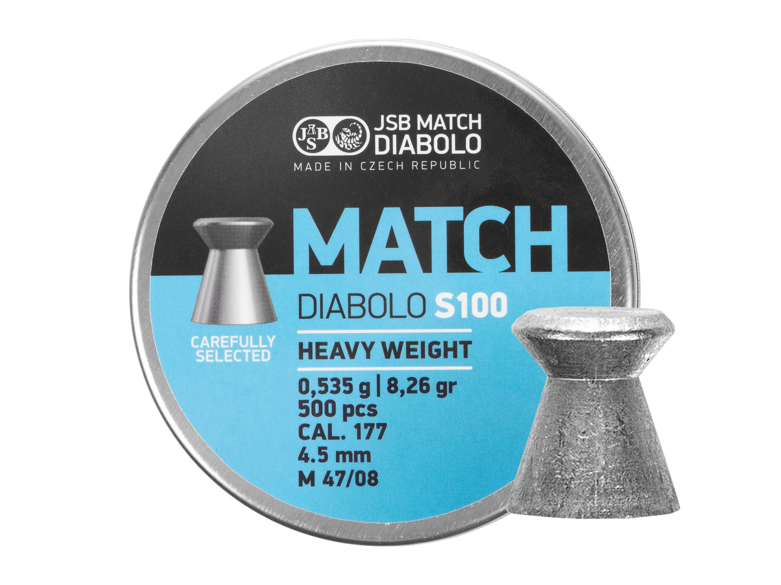 Zdjęcie produktu Śrut 4,49 mm Diabolo JSB Match Heavy S100 500 płaski (000024-500)