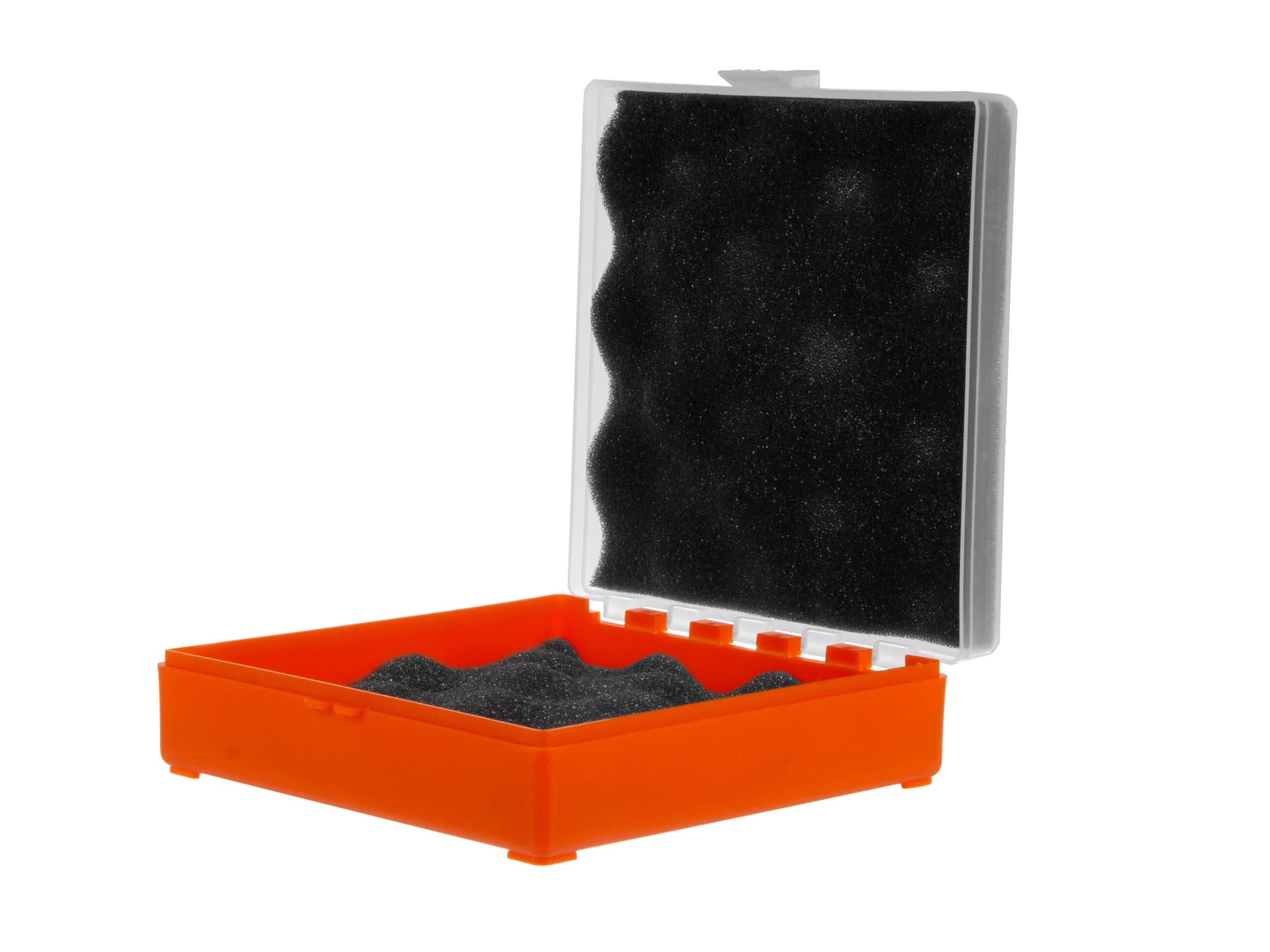 Zdjęcie produktu Pudełko Megaline 11x11x3,5 pomarańczowo-przezroczysty gąbka 2 szczęki rekina (607/0001OT)