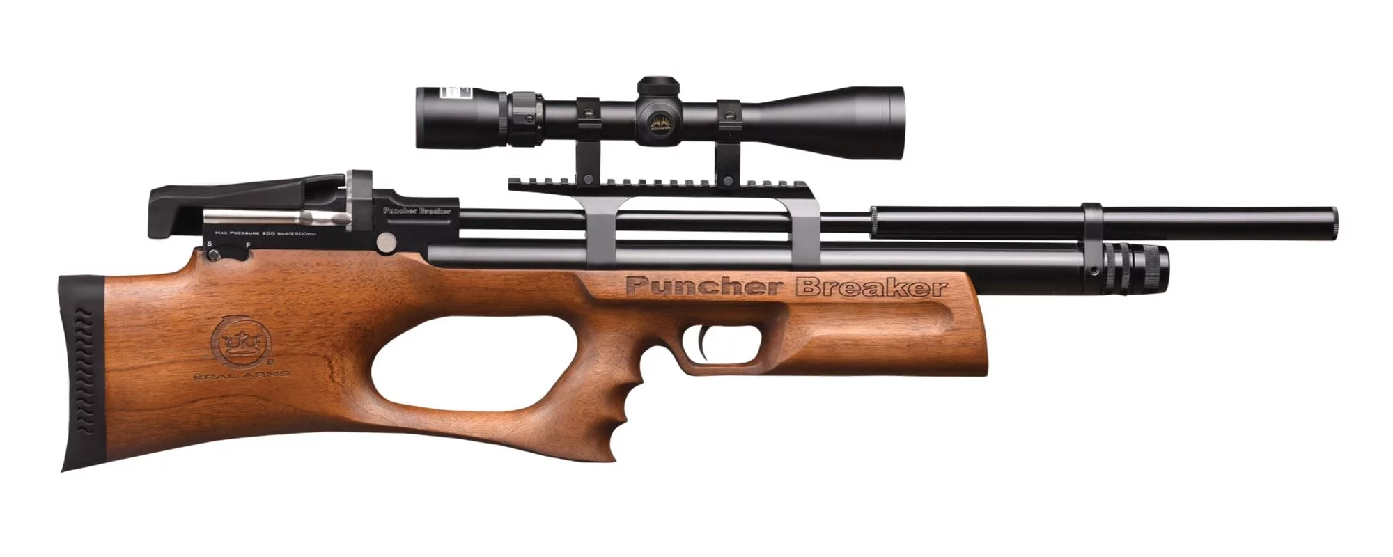 Zdjęcie produktu Karabinek wiatrówka KRAL PUNCHER BREAKER WS Silent 4,5 PCP-drewno (KPBWS45) ekp<17J