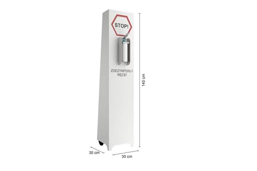 Zdjęcie produktu Stand, stojak DM.1 z dozownikiem na płyn dezynfekujący