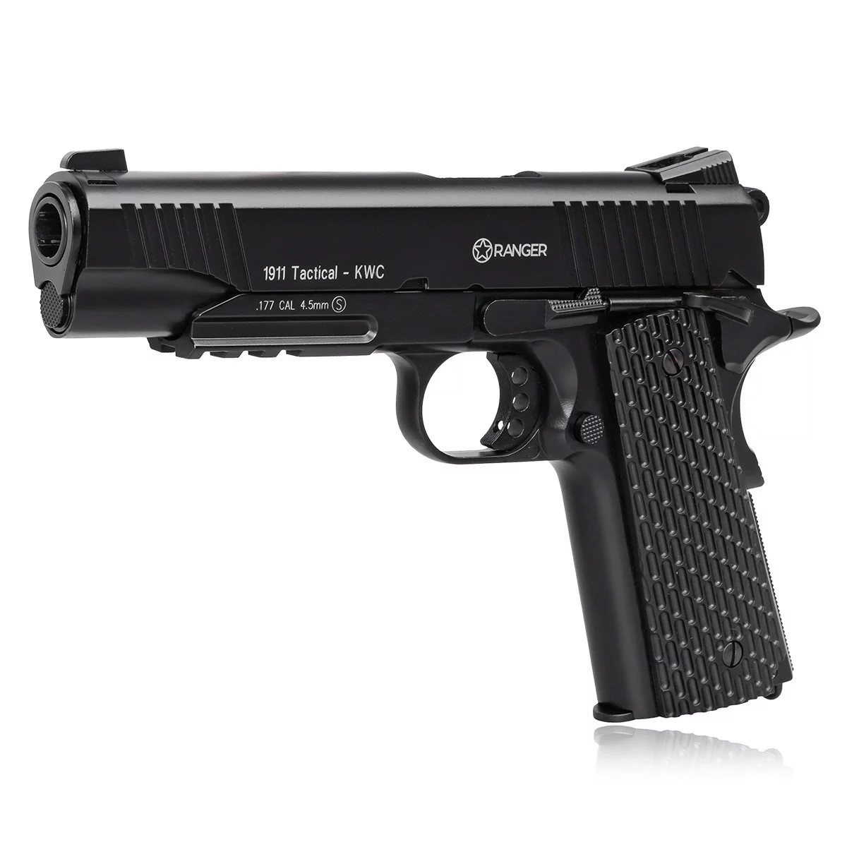 Zdjęcie produktu Pistolet wiatrówka RANGER 1911 Tactical KWC 4,5 mm BB 17-strzał. BlowBack FULL METAL CO2 (AAKCMB770AZB)