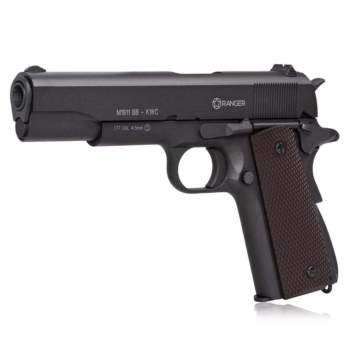 Zdjęcie produktu Pistolet wiatrówka RANGER M1911 BB KWC 4,5 mm BB 17-strzał. FULL METAL BlowBack CO2 (AAKCMB760AZB)